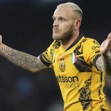 Federico Dimarco célèbre son but KEYSTONE/AP/Alfredo Falcone